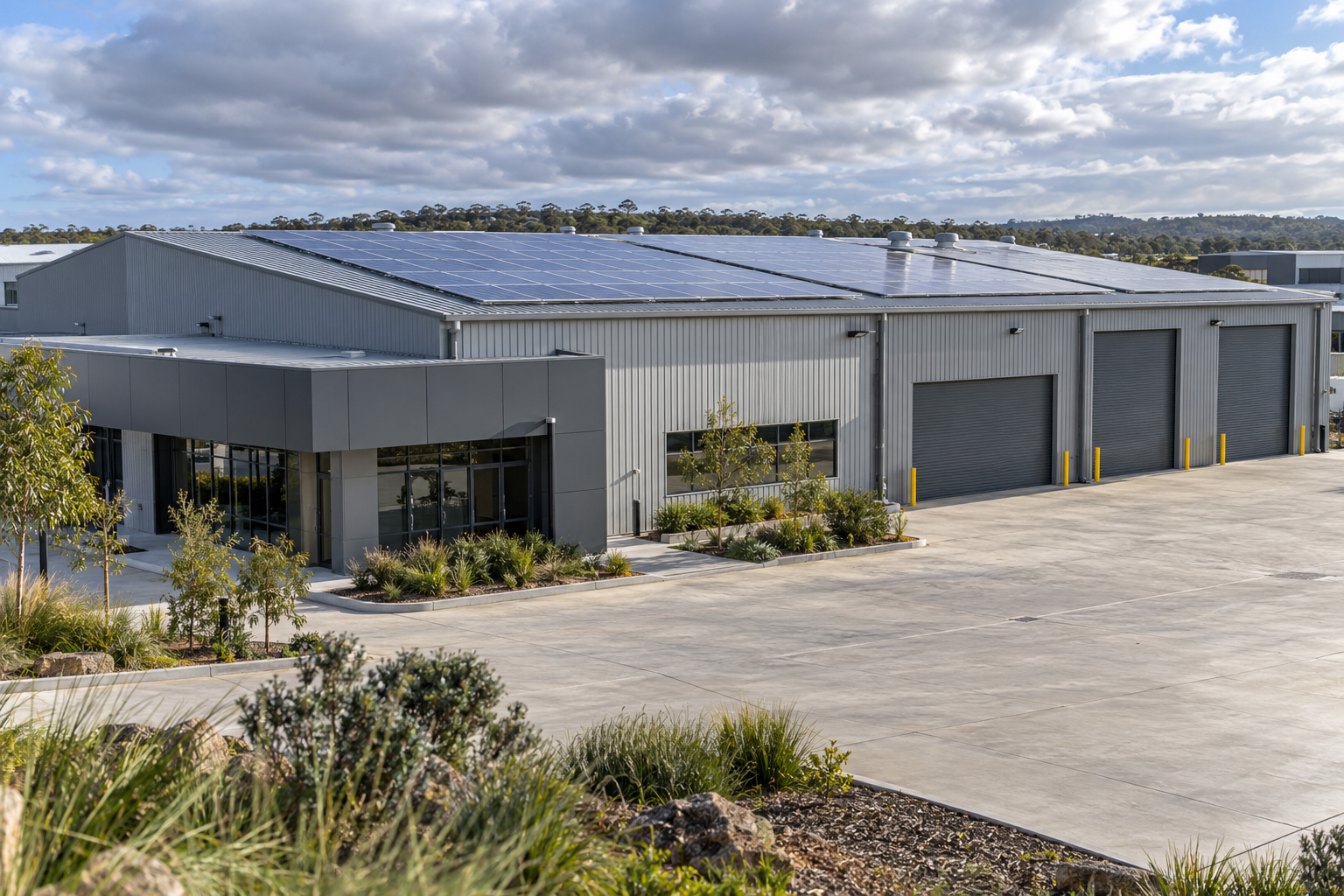 Commercial warehouse rooftop solar array