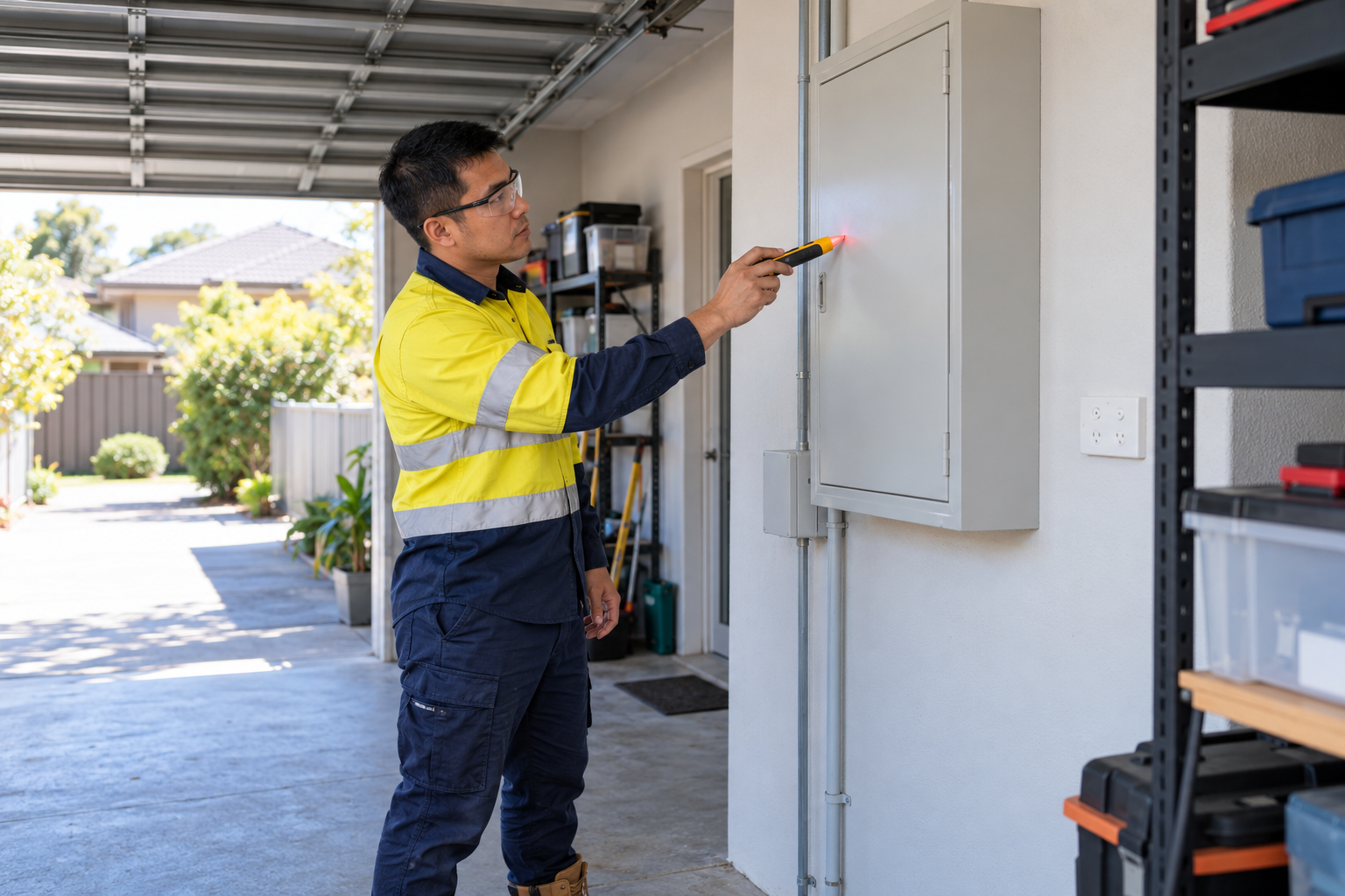Electrician checking a residential switchboard